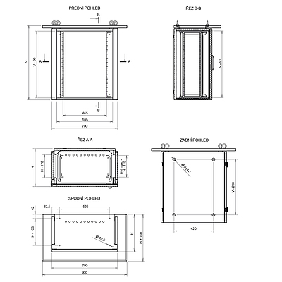 Produkt Rozvaděč termoizolovaný LC-07 24U 700x600 RAL7035 s vent. pravá bočnice LC-07-24U-76-25002-0P-G - Solarix - Venkovní termoizolovaný