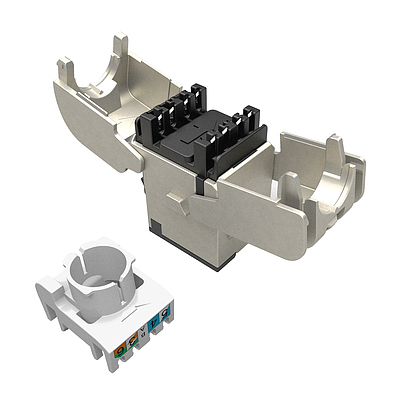 Produkt Samořezný keystone Solarix CAT5E STP SXKJ-5E-STP-RAL-SA, RAL FIT moduly, GROUND LOCK - Solarix - Keystony