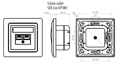 Produkt Zásuvka Solarix CAT6 STP 2 x RJ45 pod omítku bílá SX9-2-6-STP-WH - Solarix - Zásuvky