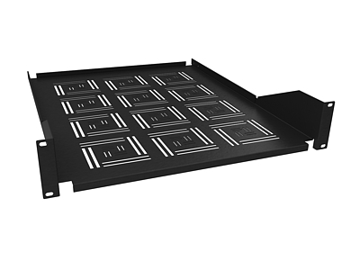 Produkt Police 19" 2U 550mm ukládací plato BK úchyt na přední lišty UP-25-B - Solarix - 19" příslušenství