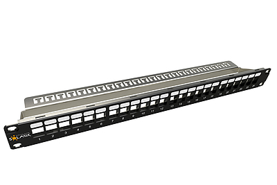 Produkt 19" modulární neosazený patch panel Solarix 24 portů 1U SX24M-0-STP-BK-UNI-N - Solarix - Patch panely