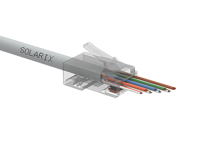 Produkt Univerzální EASY konektor RJ45 CAT6 UTP 8p8c na drát i licnu SXRJ45-6-UTP-EASY - Solarix - Konektory