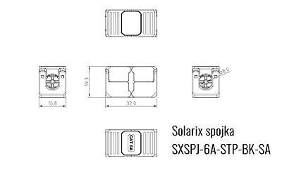 Produkt Samořezná spojka CAT6A STP SXSPJ-6A-STP-BK-SA - Solarix - Spojky
