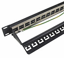 Produkt 19" modulární neosazený patch panel Solarix 24 portů černý 1U SX24M-0-STP-BK-UNI - Solarix - Patch panely
