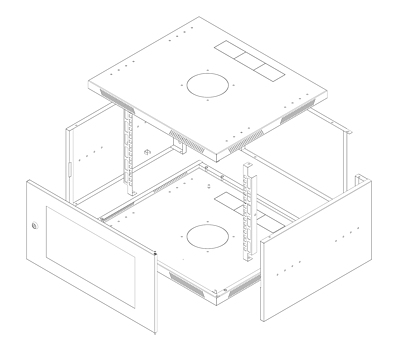 Produkt Rozvaděč nástěnný skládaný SENSA LITE 12U 450mm, dveře sklo, RAL 7035, SENSA-L-12U-545-11-G - Solarix - Nástěnné 19"