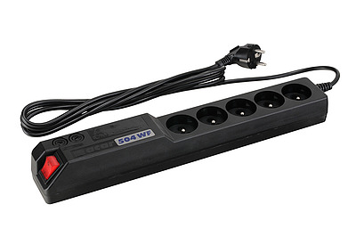 Produkt Napajeci panel ACAR A-504, 3 m, 5 pozic, s přepěťovou ochranou bez vany ACAR-A-504 - Solarix - 19" příslušenství