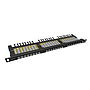 Produkt 19" patch panel Solarix 24xRJ45 CAT6 UTP s vyvazovací lištou černý 0,5U SX24HD-6-UTP-BK - Solarix - Patch panely