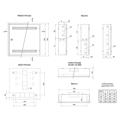 Produkt Rozvaděč SOHO LC-18 s lištami 2U, 4U a 11U, 550x550x150mm bílá RAL9003 - Solarix - Nástěnné 19"