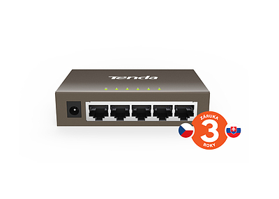 Produkt Tenda TEG1005D 5-Port Gigabit Ethernet Switch, 10/100/1000Mbps, Kov, Fanless - Tenda - Switche