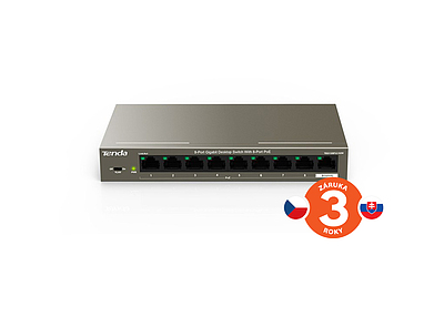 Produkt Tenda TEG1109P-8-102W - poškozený obal SKLADEM 2ks ! 9xRJ45 Gigabit Switch s 8x PoE 802.3af/at + Uplink, celkem 102W - Tenda - Switche