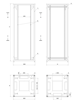 Produkt Rozvaděč LC-50 45U, 800x1000 RAL 7035, skleněné dveře - Solarix - Stojanové 19"