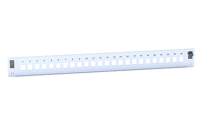 Produkt Čelo  optické vany 1U ALU pro 24 SC simplex / E2000 / LC duplex FP-1U-24SCS-ALU - Solarix - Optické vany a čela